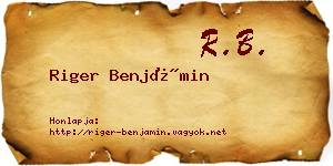 Riger Benjámin névjegykártya